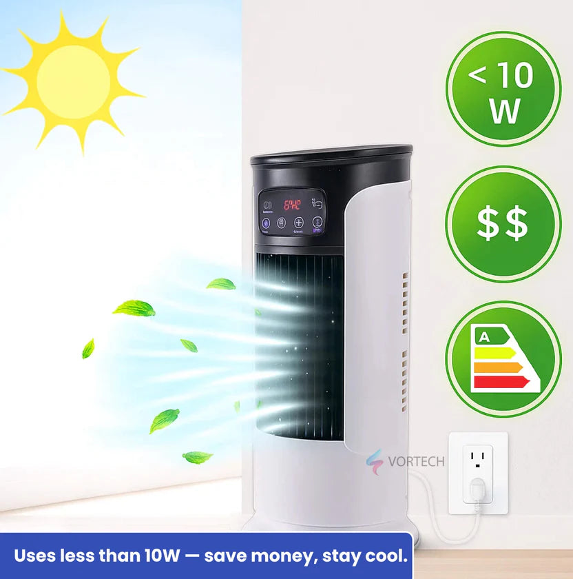 Ventless Portable Air Conditioner Fan | Whisper Quiet Evaporative Cooler with 6 Speeds for Desk, Dorm & Bedroom