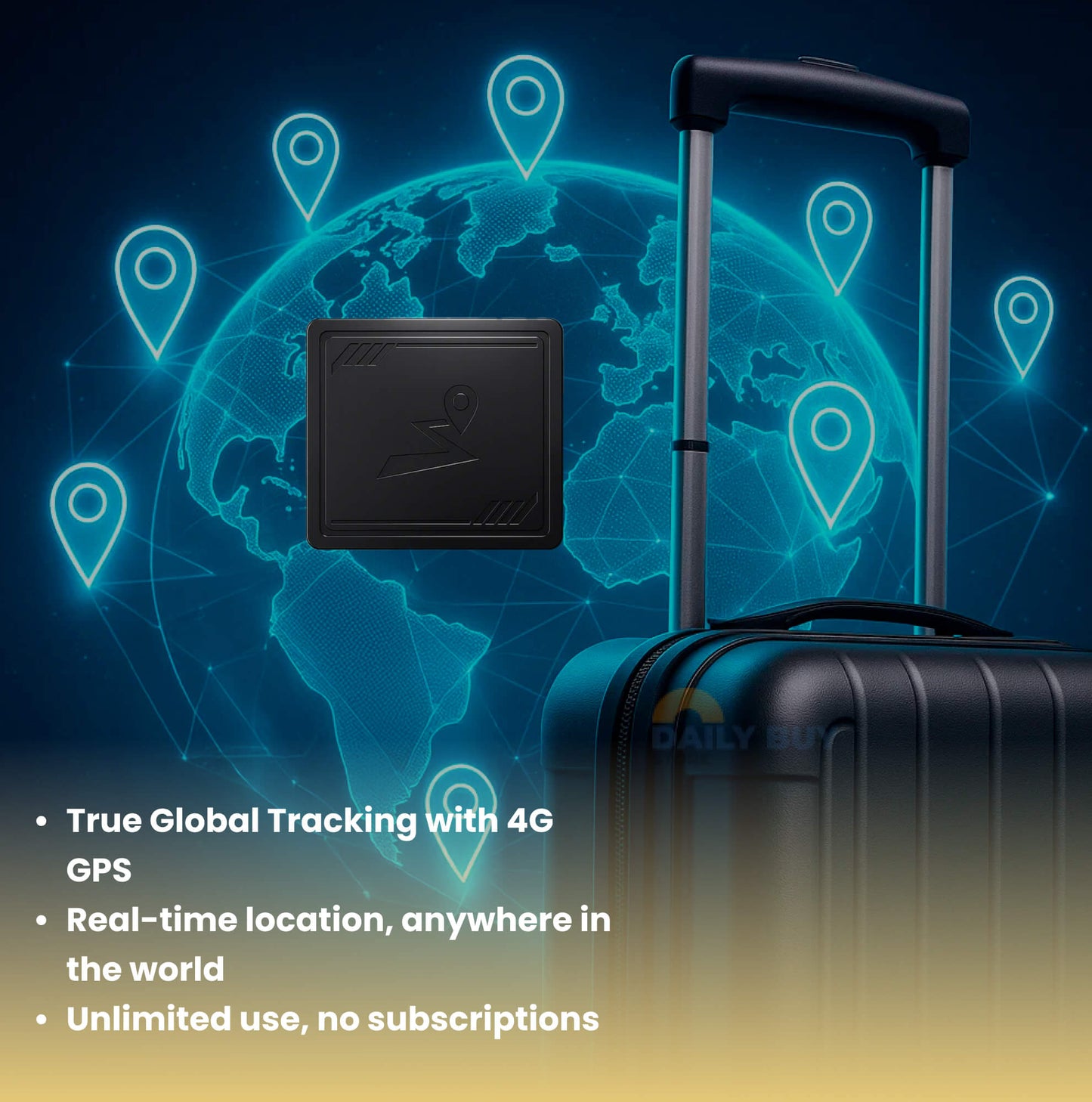4G Luggage GPS Tracker with Real-Time Location | No Subscription, Geofencing Alerts & Anti-Theft Design for Travel Security