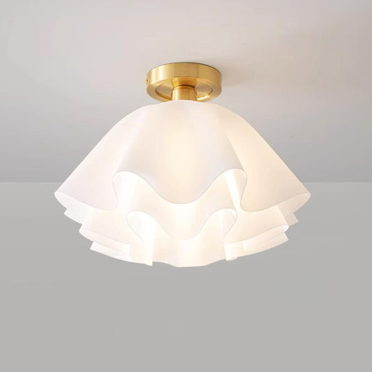 LED Flush Mount Ceiling Light - Modern Round Fixture with White Glass Shade - Perfect for Living Room, Kitchen, and Hallway Lighting