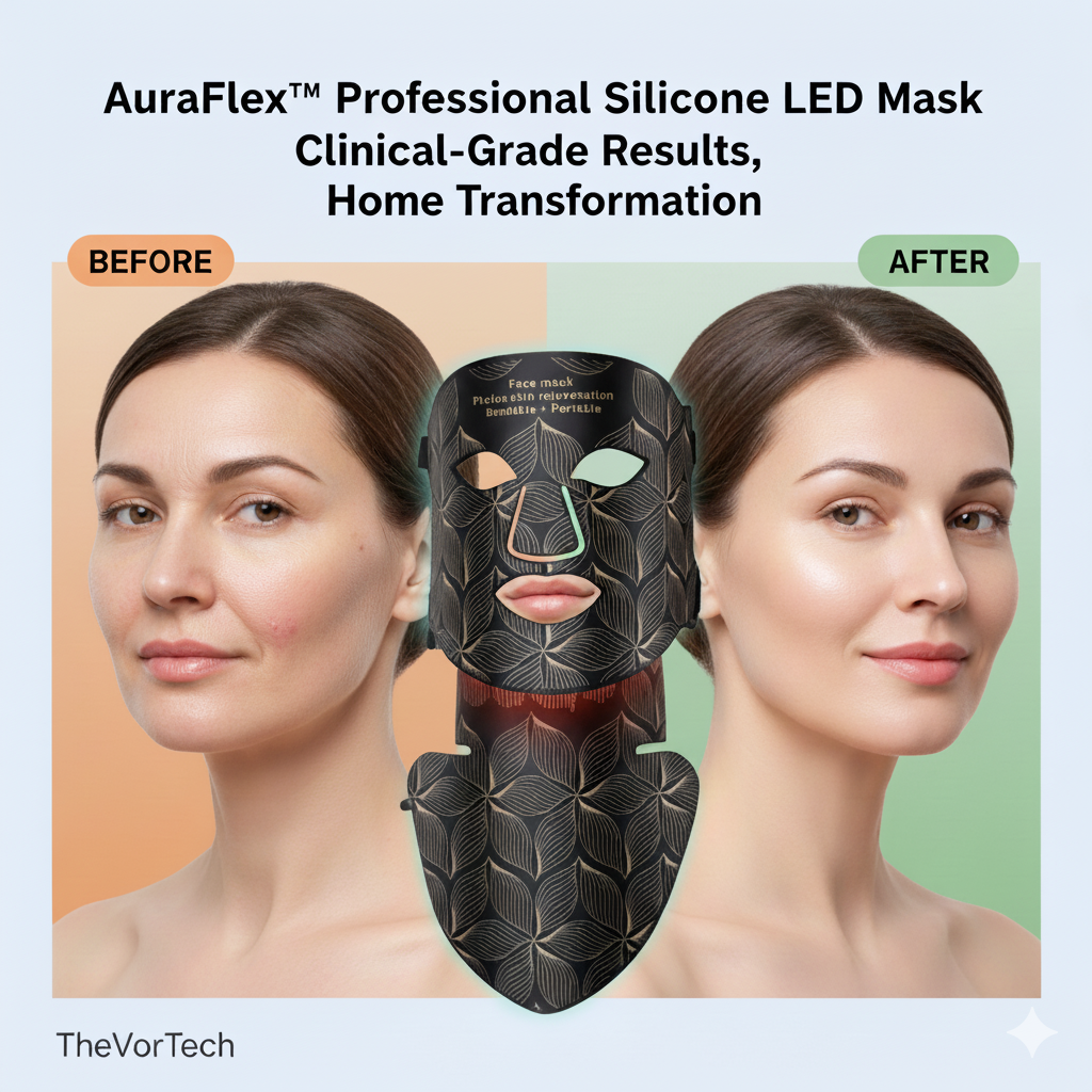Infrared LED Facial Mask | Flexible Silicone Design with 8 Color Modes for Skin Rejuvenation & Anti-Aging Treatment at Home