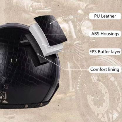 Retro Vintage Motorcycle Helmet | Lightweight ABS with Goggles & Perfect for Cruisers, Touring, and Bike Riders