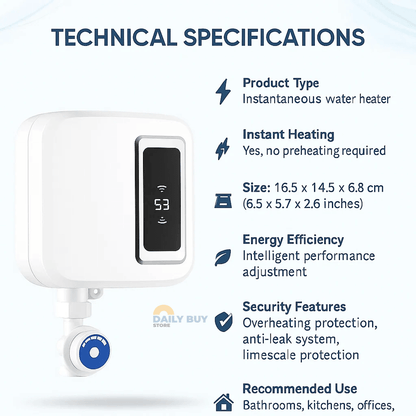 Instant Water Heater | Compact, Energy-Efficient & Ideal for Bathrooms, Kitchens, and Offices