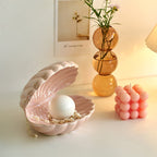LED Table Lamp with Natural Shell Design for Coastal Home Decor and Nightstand Lighting