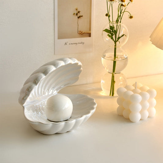 LED Table Lamp with Natural Shell Design for Coastal Home Decor and Nightstand Lighting