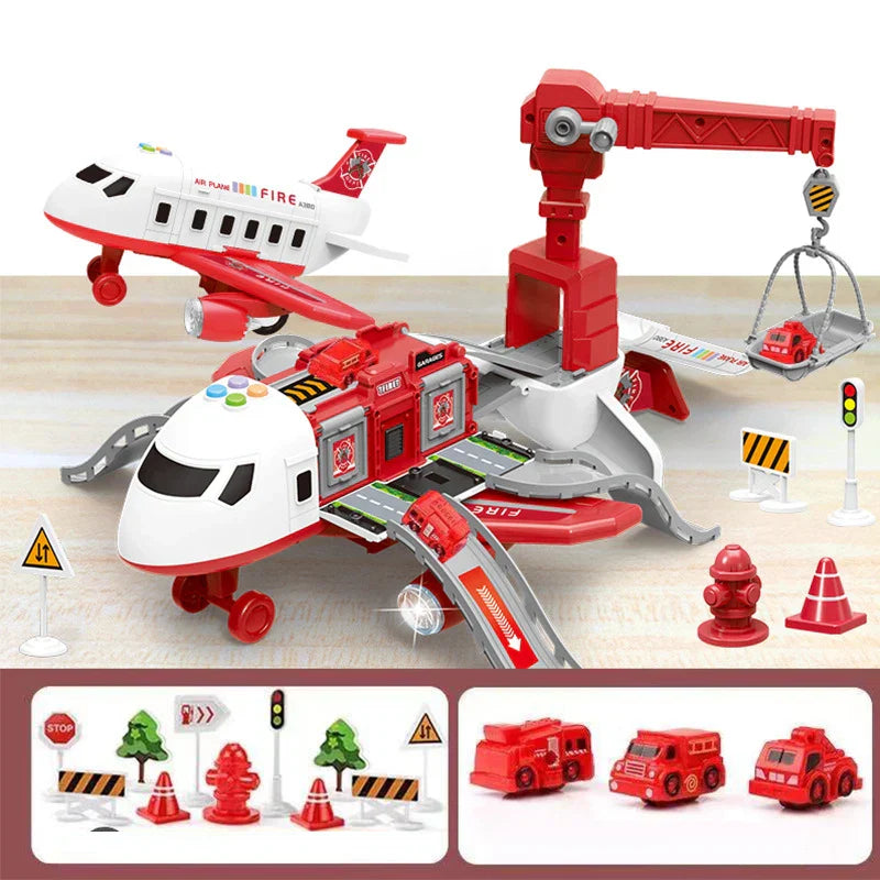 Kids Interactive Airport Playset Toy Vehicle Set | Realistic Airplane, Crane & Cars for Imaginative Play and Motor Skill Development