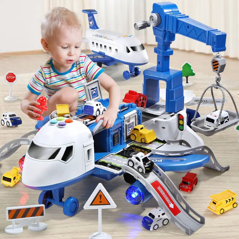 Kids Interactive Airport Playset Toy Vehicle Set | Realistic Airplane, Crane & Cars for Imaginative Play and Motor Skill Development