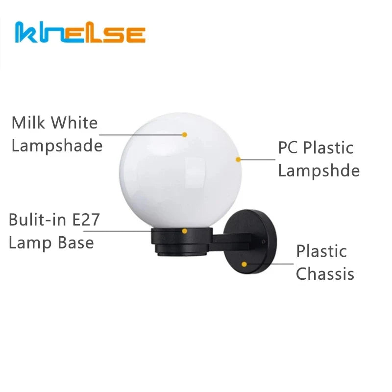 LED Globe Wall Lamp 15W - Waterproof Outdoor Wall Sconce for Garden, Balcony, Yard, Aisle & Stair Lighting