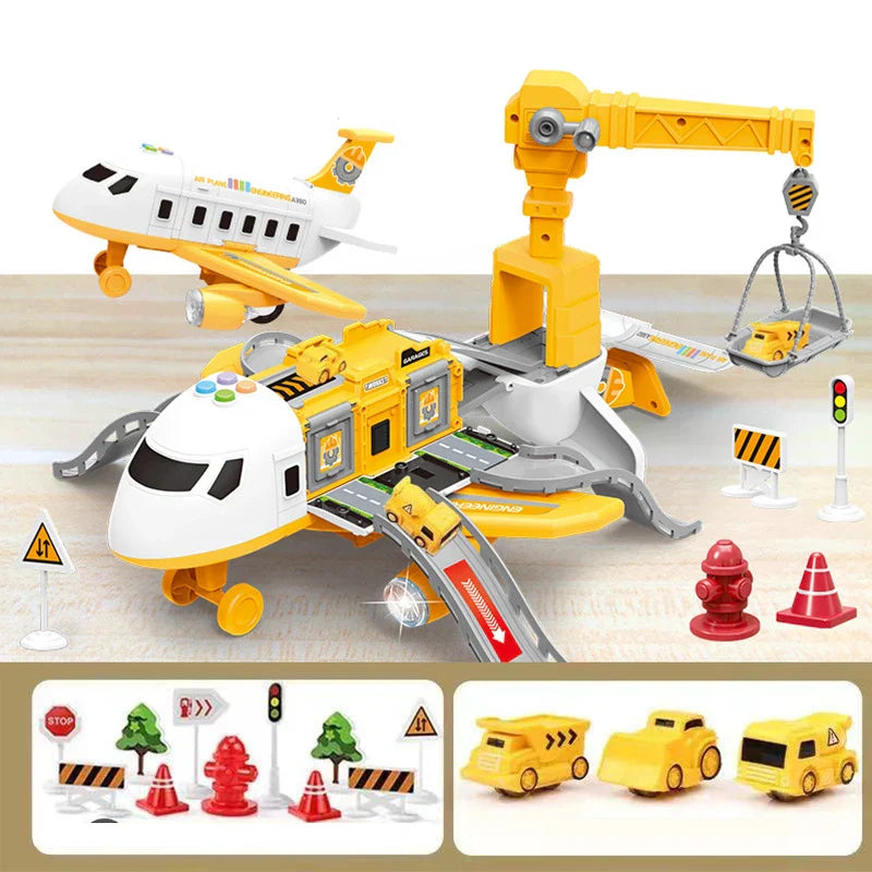 Kids Interactive Airport Playset Toy Vehicle Set | Realistic Airplane, Crane & Cars for Imaginative Play and Motor Skill Development