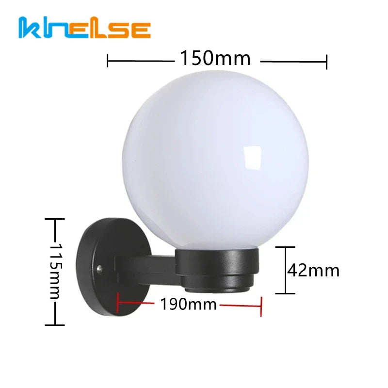 LED Globe Wall Lamp 15W - Waterproof Outdoor Wall Sconce for Garden, Balcony, Yard, Aisle & Stair Lighting