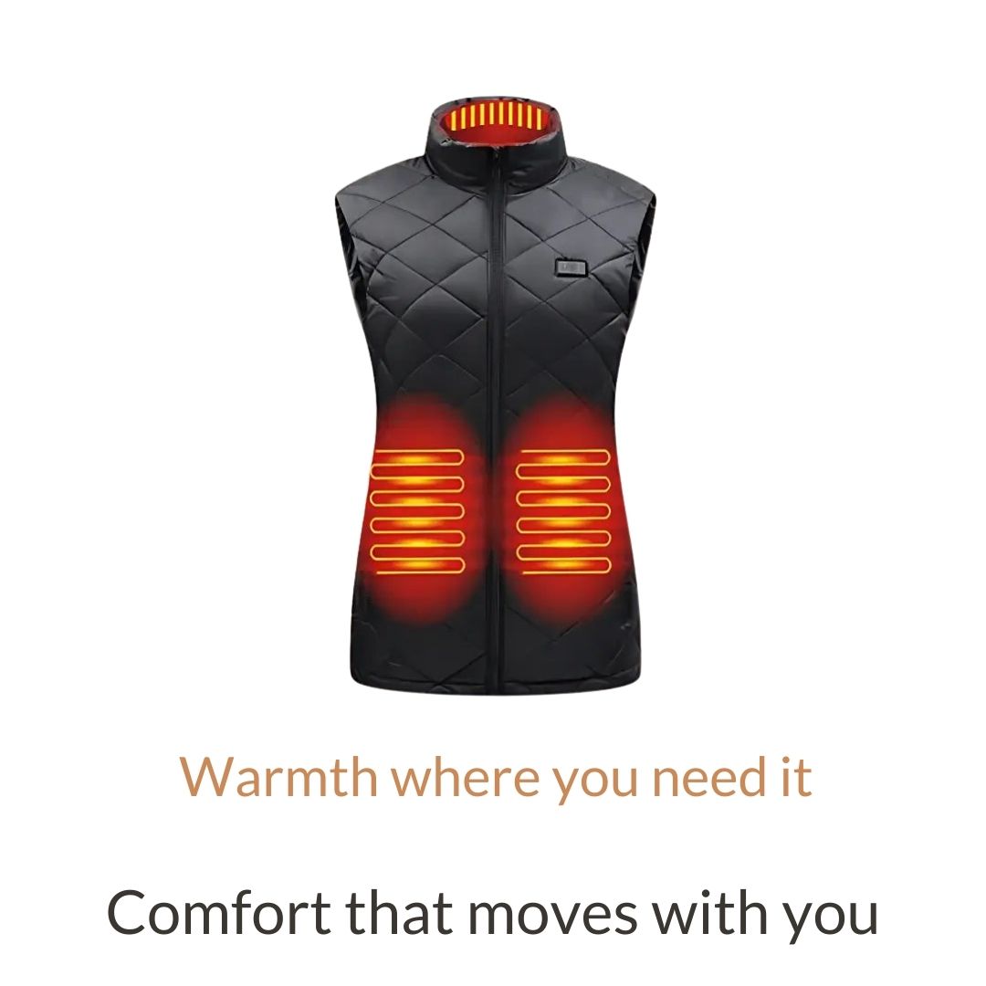 Women's Heated Gilet with Battery Pack, Lightweight, Rechargeable, Insulated Vest for Cold Weather Outdoor Activities