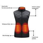 Women's Heated Gilet with Battery Pack, Lightweight, Rechargeable, Insulated Vest for Cold Weather Outdoor Activities