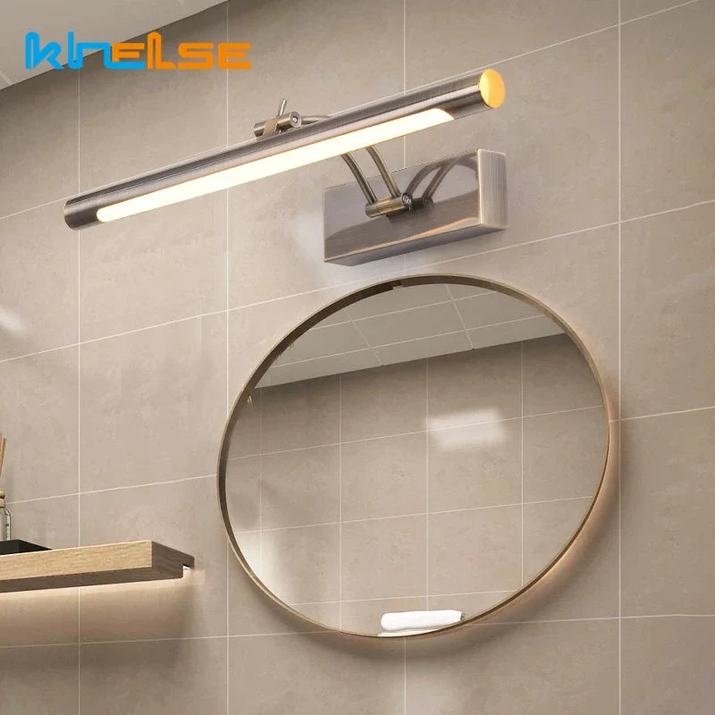 LED Bathroom Wall Light Fixture, Waterproof, 40/55/70CM, Mirror Image Sconce, Cosmetic Decor for Bedroom, AC85-265V Wall Lighting Accessory