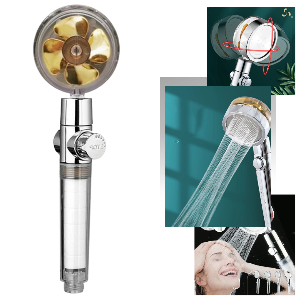 High-Pressure Shower Head with Turbo Propeller – Powerful Spray with Built-in Water Filter | Water-Saving Design