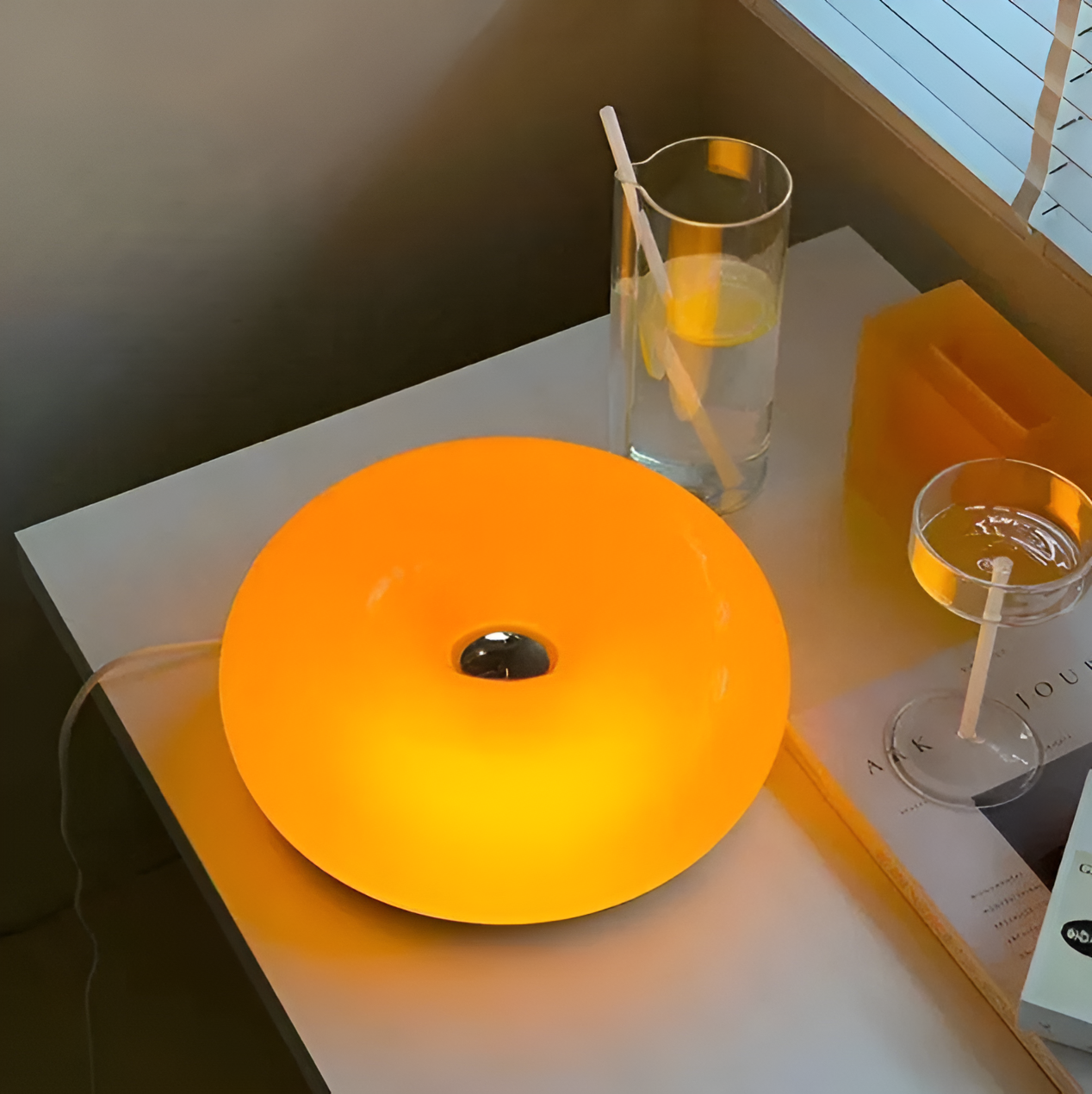 LED Donut Lamp - Nordic Glass Wall & Table Light Fixture for Home Decor & Ambient Lighting
