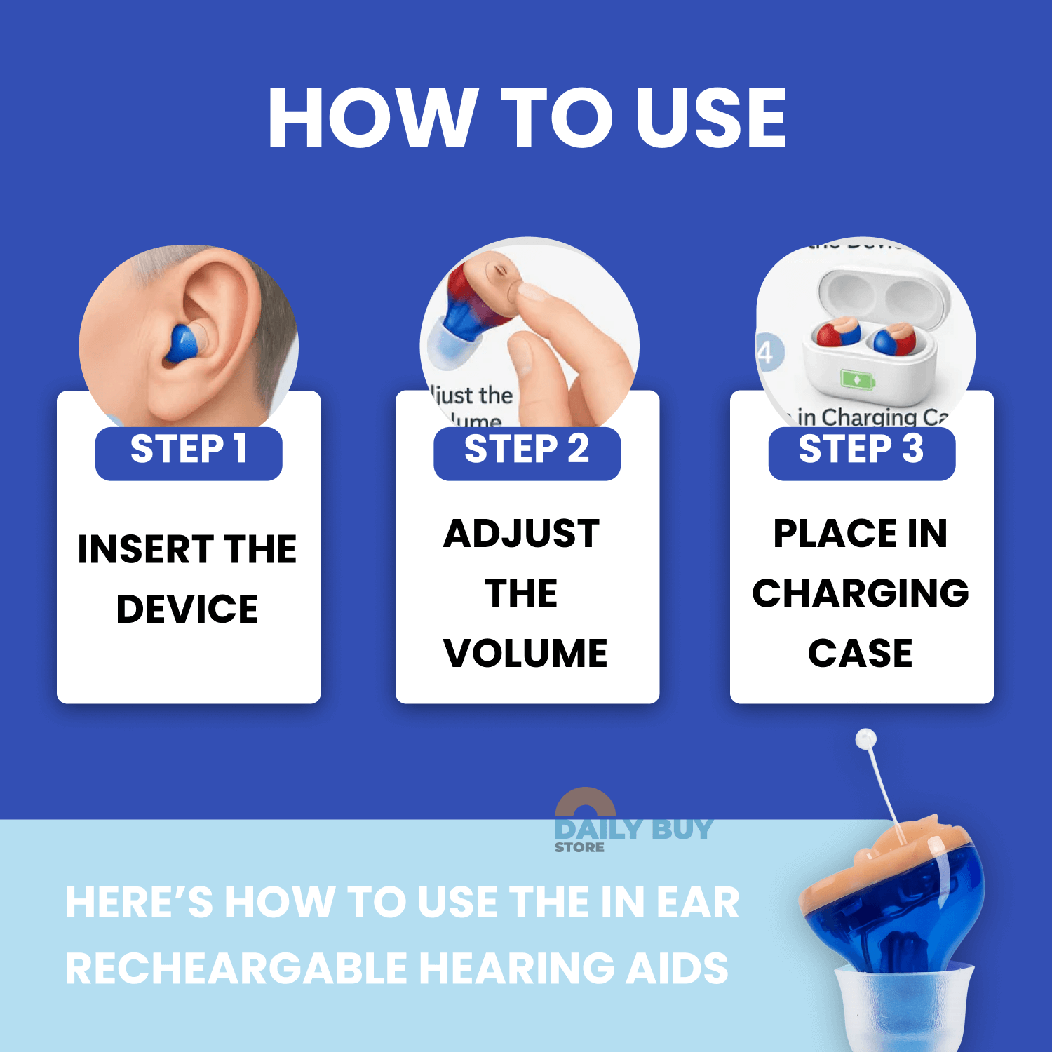 In-Ear Rechargeable Hearing Aids with Clear Sound, Long Battery Life, Comfortable Fit for Daily Use and Enhanced Hearing