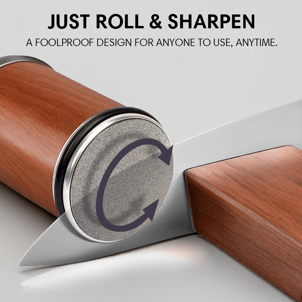 Diamond Knife Sharpener | Dual Grinding Angles & Interchangeable Discs for Professional-Grade Kitchen Performance