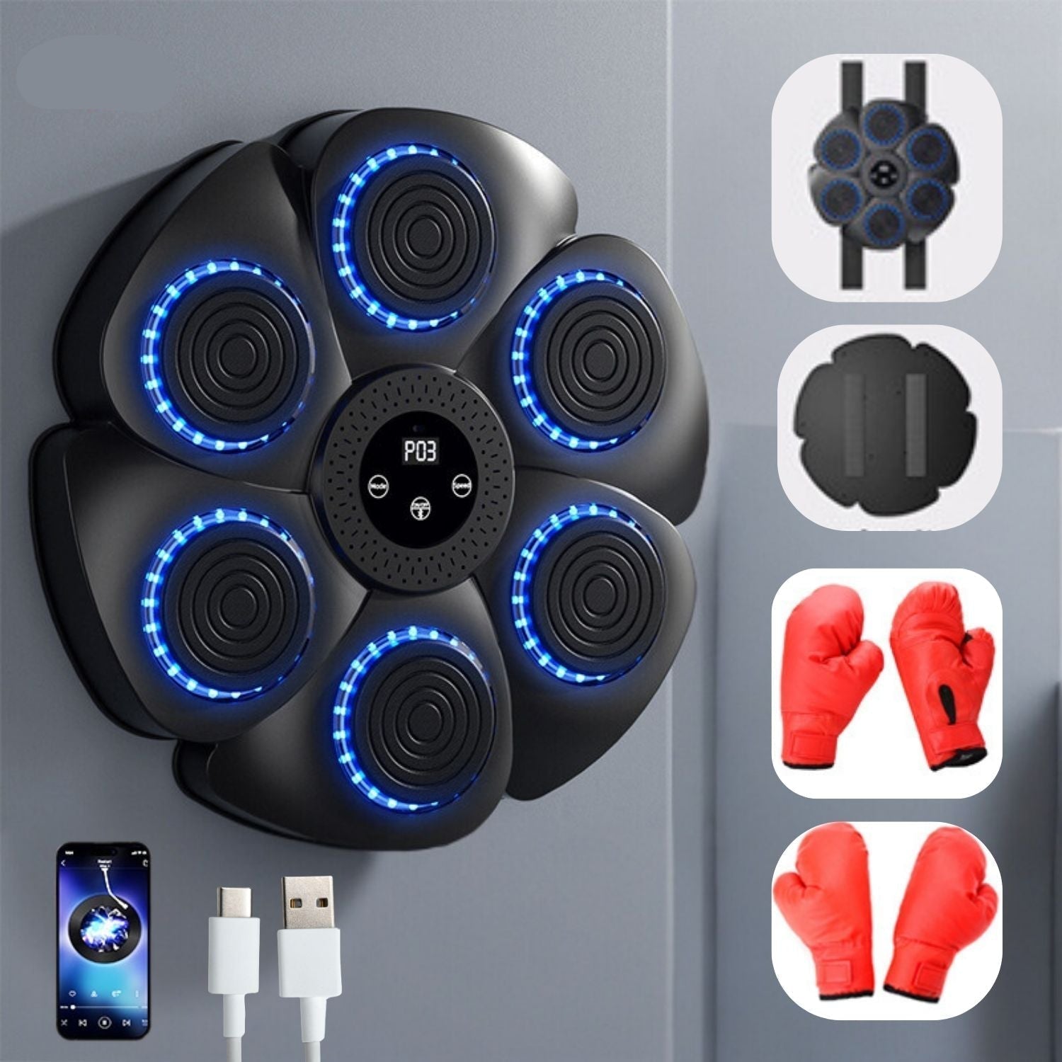 Smart Wall-Mounted Boxing Machine | Interactive, Bluetooth Music & Rhythm Modes for Home Fitness Training