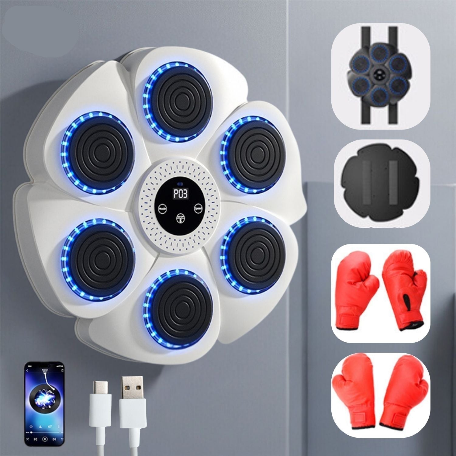 Smart Wall-Mounted Boxing Machine | Interactive, Bluetooth Music & Rhythm Modes for Home Fitness Training