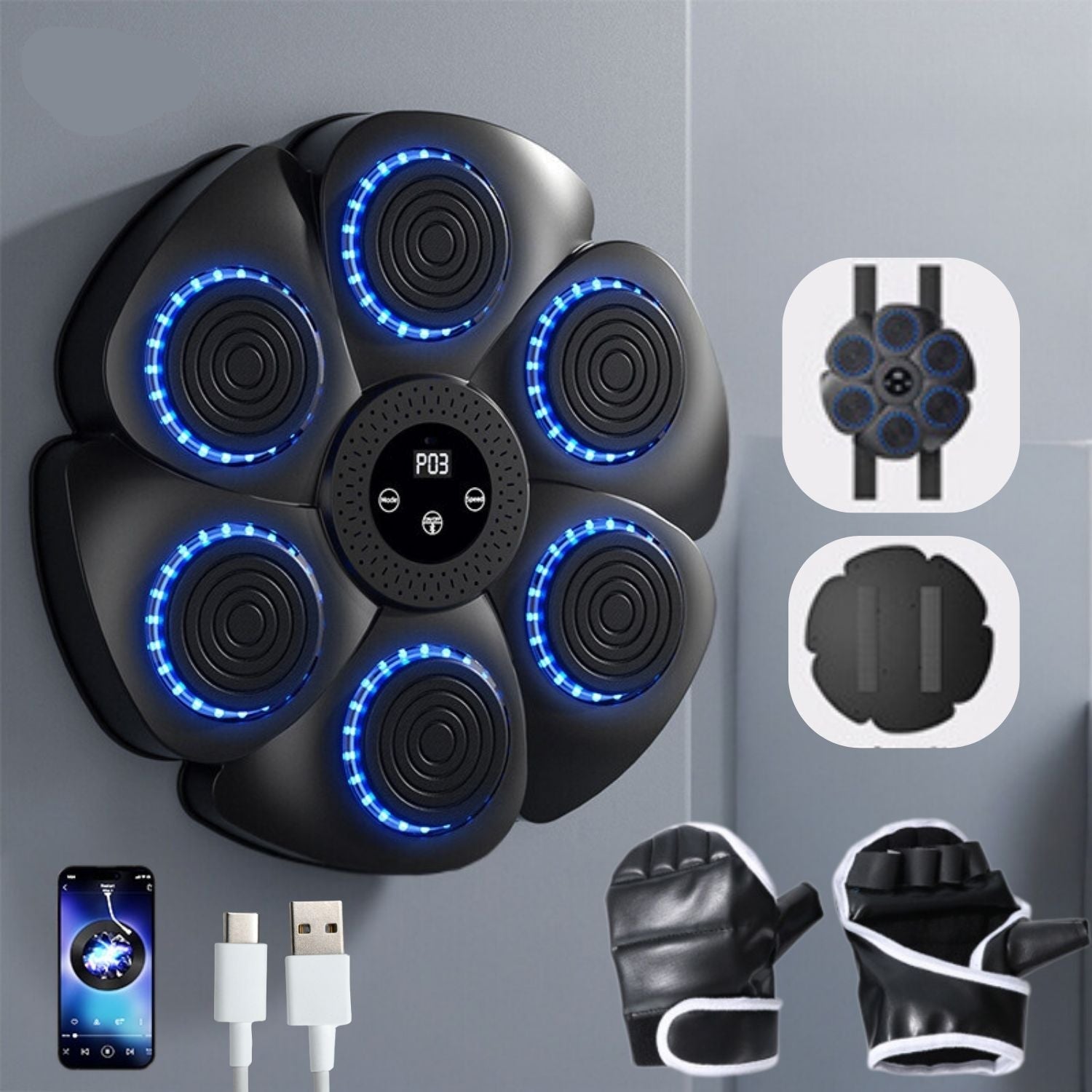 Smart Wall-Mounted Boxing Machine | Interactive, Bluetooth Music & Rhythm Modes for Home Fitness Training