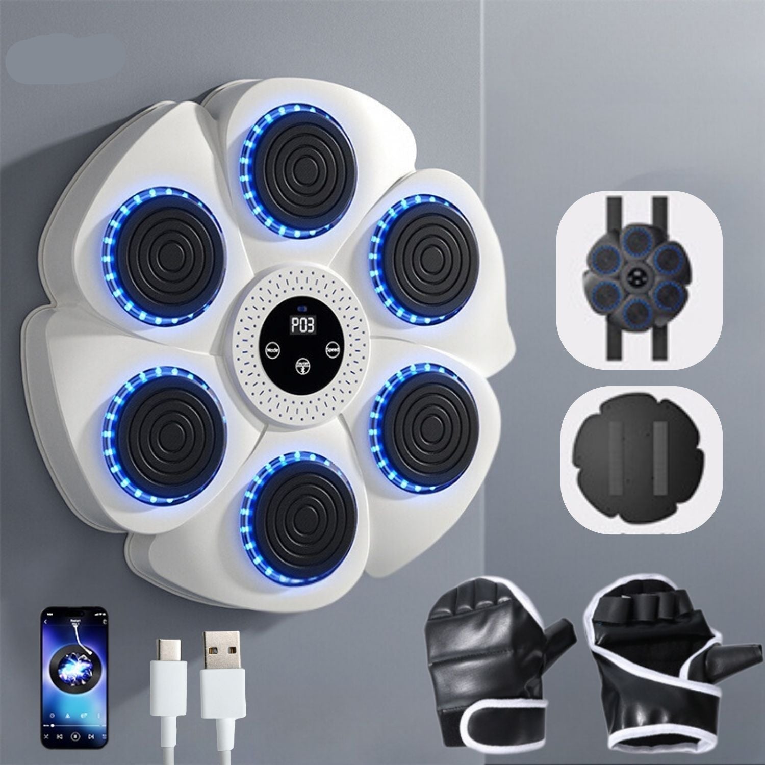 Smart Wall-Mounted Boxing Machine | Interactive, Bluetooth Music & Rhythm Modes for Home Fitness Training