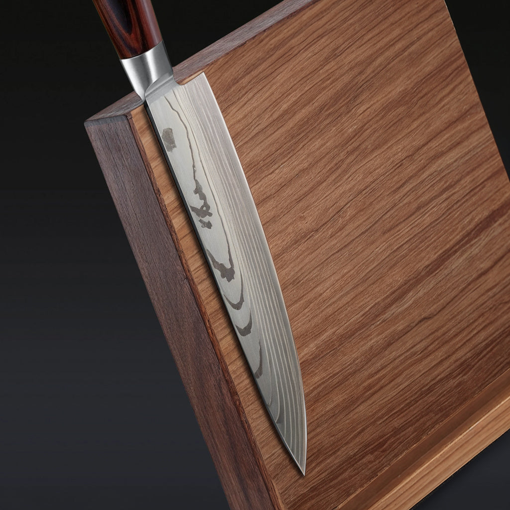 Ash Wood Magnetic Knife Holder Stand | Elegant Design with Hidden Magnets for Kitchen Organization and Display