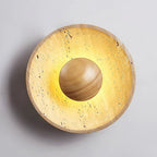 Travertine Stone Wall Lamp - Wabi-Sabi Design for Unique Home Decor & Ambient Lighting