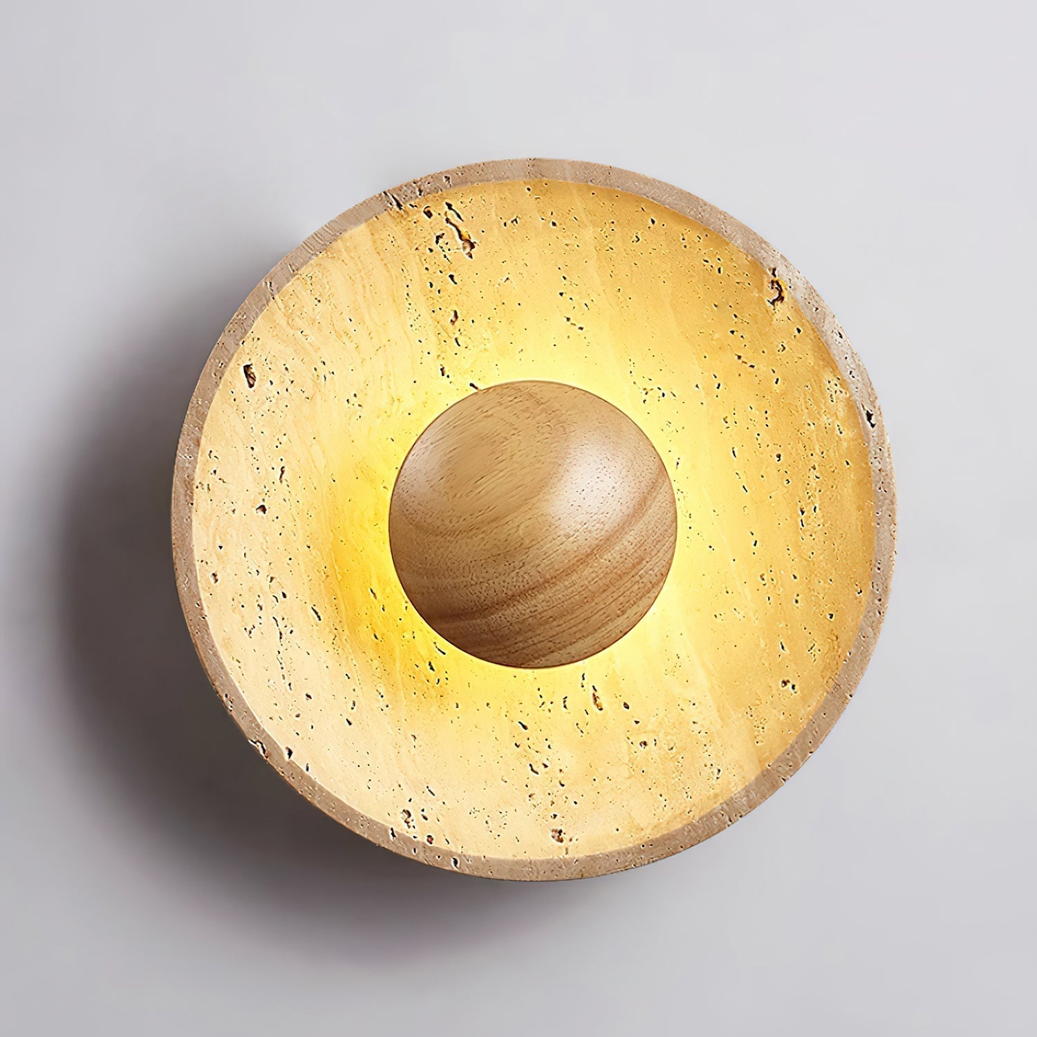 Travertine Stone Wall Lamp - Wabi-Sabi Design for Unique Home Decor & Ambient Lighting