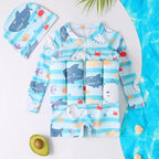 Kids Buoyancy Floating Swimsuit | Cartoon Print, Rash Guard Protection & Ideal for Swimming Lessons and Water Play