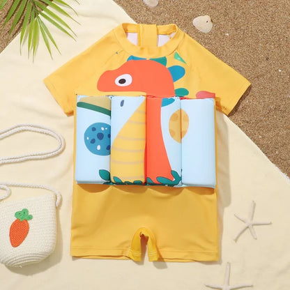 Kids Buoyancy Floating Swimsuit | Cartoon Print, Rash Guard Protection & Ideal for Swimming Lessons and Water Play