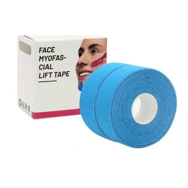 Kinesiology Face and Neck Tape for Wrinkles ORTOREX blue