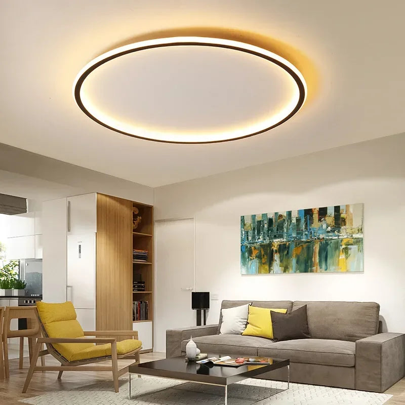 Scandinavian Round Ceiling Light Fixture - Modern LED Lighting for Living Room & Home Decor