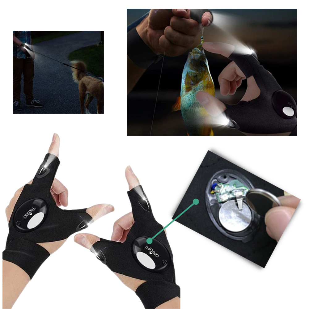 LED Fingerless Gloves with Waterproof Lights - Ideal for Working, Cycling, Hiking, Survival, and Camping