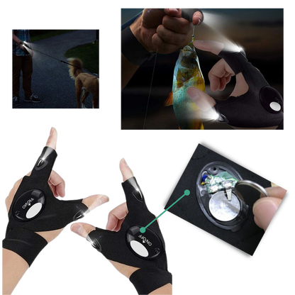 LED Fingerless Gloves with Waterproof Lights - Ideal for Working, Cycling, Hiking, Survival, and Camping