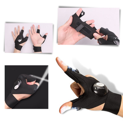 LED Fingerless Gloves with Waterproof Lights - Ideal for Working, Cycling, Hiking, Survival, and Camping