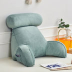 Reading Pillow with Arms | Soft Velvet, Adjustable Headrest & Side Pocket for Ultimate Comfort in Bed or Couch
