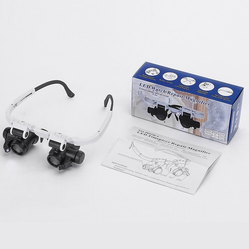 Adjustable LED Magnifying Glasses | 8x, 15x & 23x Magnification for Hobbies, Mechanical Repairs & Jewelry Inspection