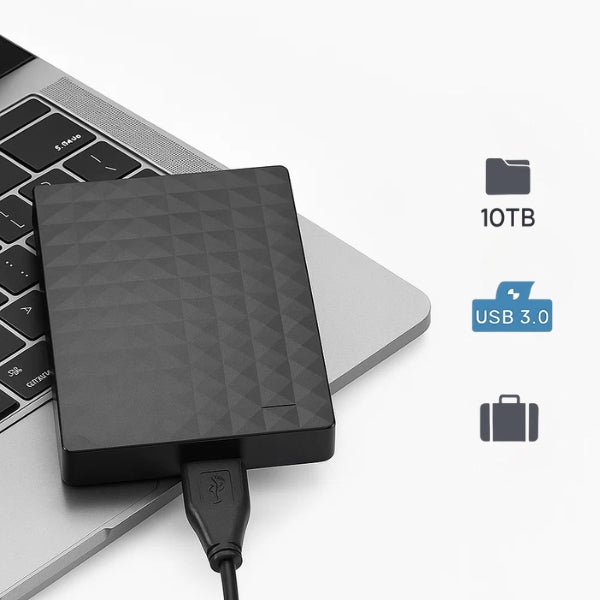 10TB Portable Hard Drive | Ultra-Thin, USB 3.0 Connection & Lightweight Design for Travel and Work