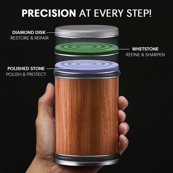 Diamond Knife Sharpener | Dual Grinding Angles & Interchangeable Discs for Professional-Grade Kitchen Performance