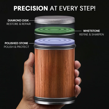 Diamond Knife Sharpener | Dual Grinding Angles & Interchangeable Discs for Professional-Grade Kitchen Performance