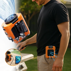 Heavy-Duty 3-in-1 Waist Fan | 10000mAh Power Bank, Turbo Airflow & Impact-Resistant Personal Cooler for Outdoor Work