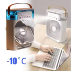 Portable 3-in-1 Air Cooler Fan | Ice Water Humidifier with 7-Color Light & 500mL Tank for Room, Desk & Camping