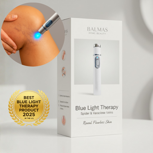 At-Home Blue Light Therapy Device | Non-Invasive Treatment for Spider & Varicose Veins, Portable & Rechargeable for Clearer Skin