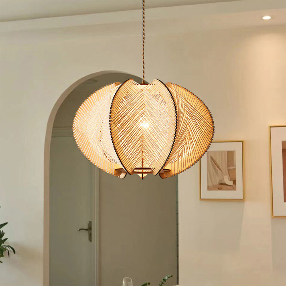 Scandinavian Wood Pendant Light Fixture - Mid-Century Design for Dining Room & Kitchen Lighting