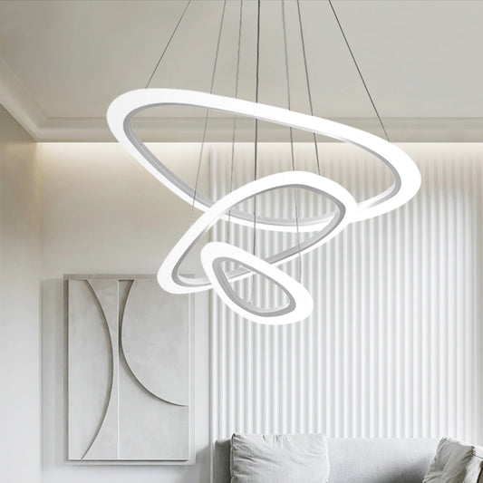 Modern 3-Ring LED Pendant Light Fixture - Adjustable Hanging Ceiling Light for Dining Room & Kitchen