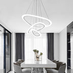 Modern 3-Ring LED Pendant Light Fixture - Adjustable Hanging Ceiling Light for Dining Room & Kitchen
