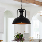 Industrial Single Dome Pendant Light Fixture - Adjustable Height for Kitchen, Dining Room & Bar Lighting
