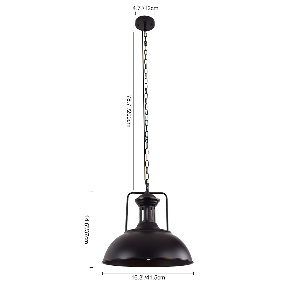 Industrial Single Dome Pendant Light Fixture - Adjustable Height for Kitchen, Dining Room & Bar Lighting