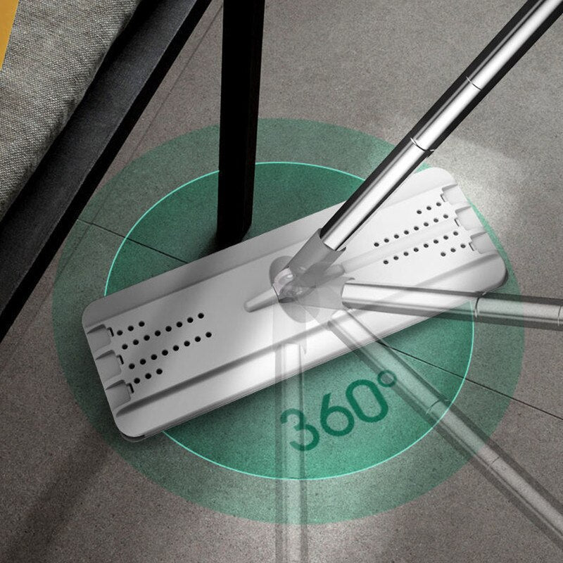 Flat Bottom Mop and Bucket Set | Aluminium Handle, 360° Rotating Head & Microfibre Pads for Efficient Home Cleaning