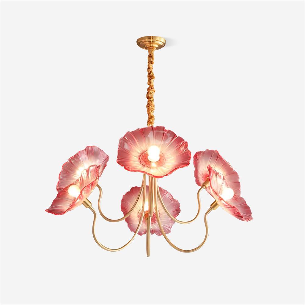 Murano Glass Flower Chandelier - Handcrafted Floral Design Pendant Light for Living Room & Dining Room Decor