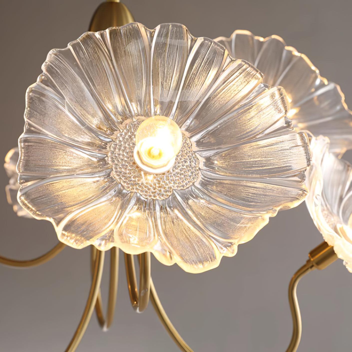 Murano Glass Flower Chandelier - Handcrafted Floral Design Pendant Light for Living Room & Dining Room Decor